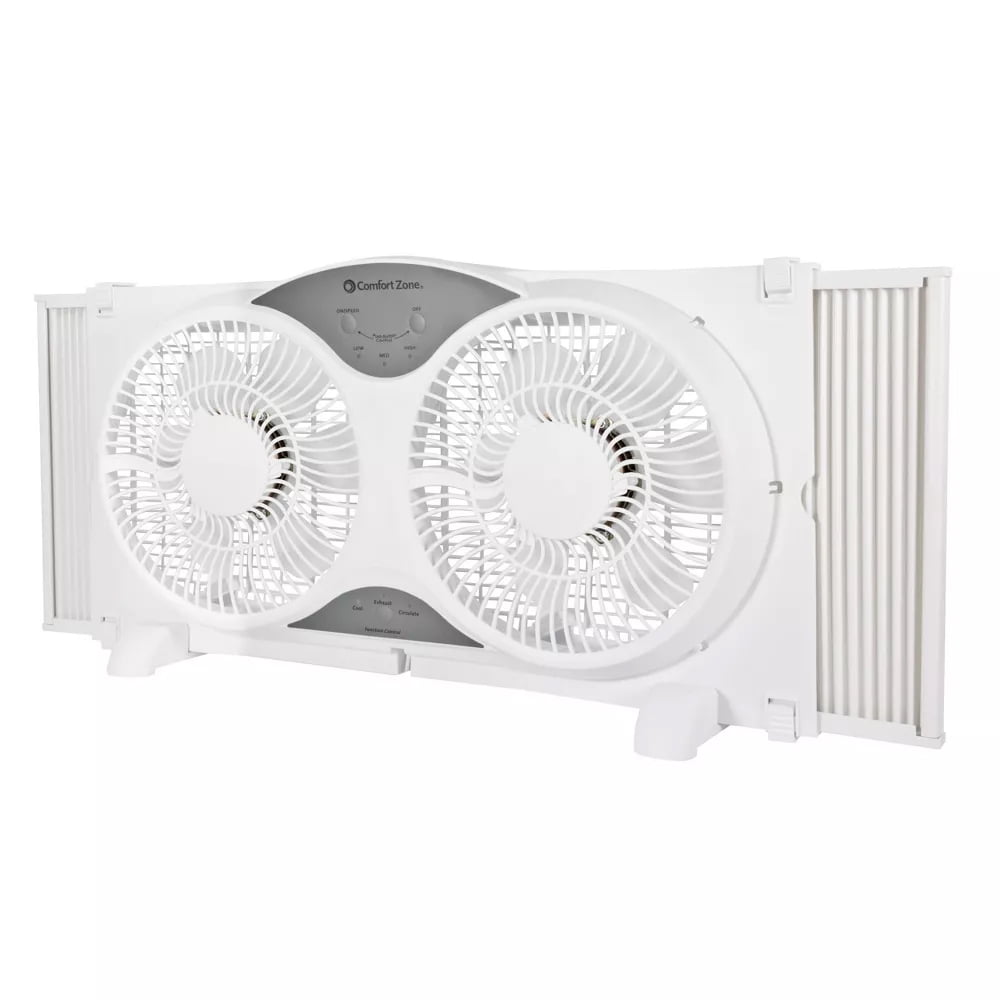 Comfort Zone Dual Digital Reversible Window Fan with Bug Screen