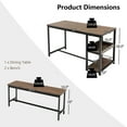 thumbnail image 4 of Costway 3 PCS Dining Table Set for 4 Kitchen Dining Room Table & 2 Benches W/Wine Rack, 4 of 9