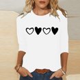thumbnail image 2 of Plebaso Chemises à Manches 3/4 pour Femmes Mignonnes avec Cœur Hauts Amples Décontractés Blouses à Col Rond T-Shirts Imprimés, 2 of 4
