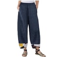 thumbnail image 1 of VEKDONE Womens Linen Long Pants Dark Blue L, 1 of 3