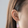 thumbnail image 6 of K-KED Shiny Perfect Radiant Cut Created Pink Gemstone Hook Earrings for Women, 6 of 7