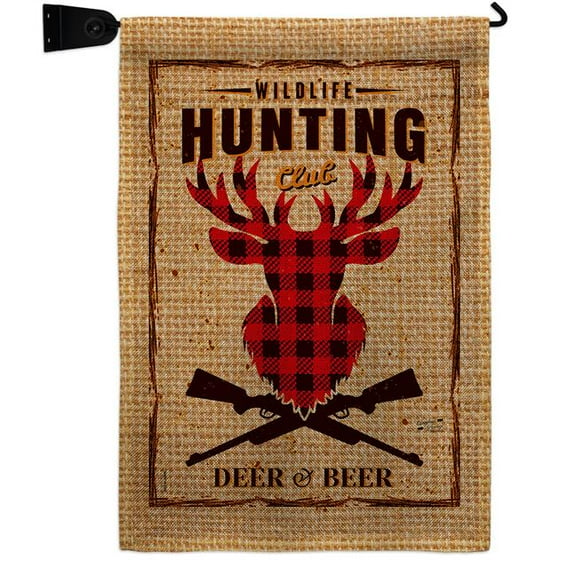 Angeleno Heritage GS130407-DB-04 Deer & Beer Sports Hunting 13 x 18.5. in. Double-Sided Decorative Vertical House Garden Flag Set for Decoration Banner Yard Gift