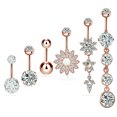 thumbnail image 4 of Juego de seis piezas de piercing para el ombligo en oro rosa Joyas para piercing en el ombligo, 4 of 5