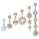 thumbnail image 4 of Juego de seis piezas de piercing para el ombligo en oro rosa Joyas para piercing en el ombligo, 4 of 5
