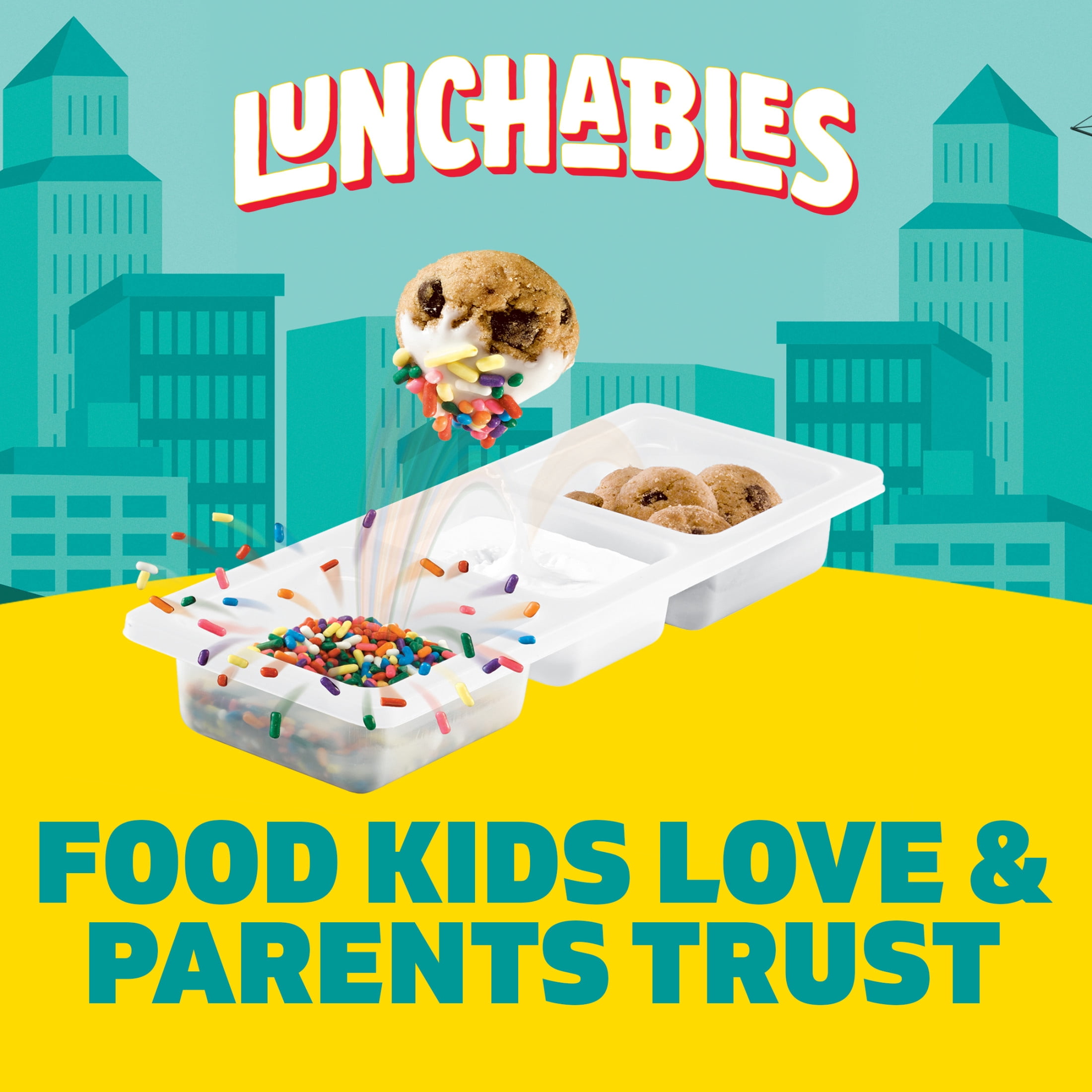 (3 pack) Lunchables Cookie Dunks with Mini Chocolate Chip Cookies, Marshmallow Creme and Sprinkles 1.95 oz Tray