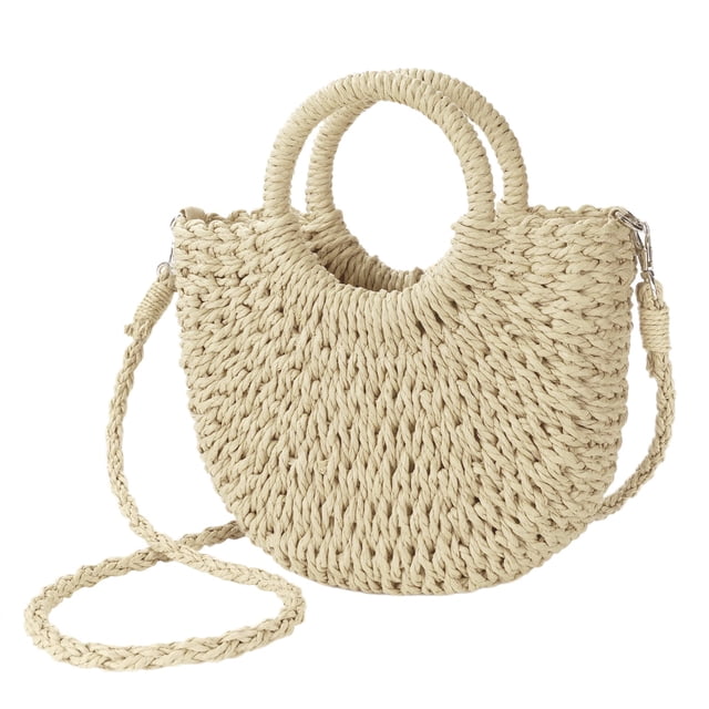 Bolso bandolera de paja Youjaree para mujer, tamaño pequeño, beige