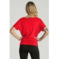 thumbnail image 4 of 2201 Women's Solid Short Sleeve Boat Neck Dolman Top With Side Shirring Red L, 4 of 4