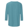 thumbnail image 5 of DHFJKG 3/4 Sleeve T Shirt Women Casual Crewneck Solid Color Spring Summer Top Soft Comfort Stretch Fit Daily Wear Basic Tee, 5 of 5
