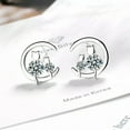 thumbnail image 5 of EOEMY Solid 925 Sterling Silver Cute Cushion Cut Crystal Cat Couple Stud Earrings Gift, 5 of 9