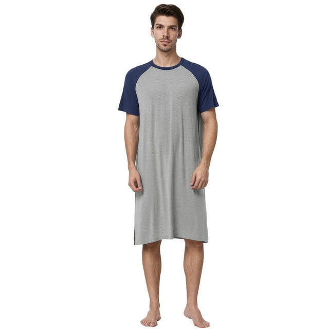 Camisón para hombre Lars Amadeus Ropa de dormir Mangas raglán Gris claro M