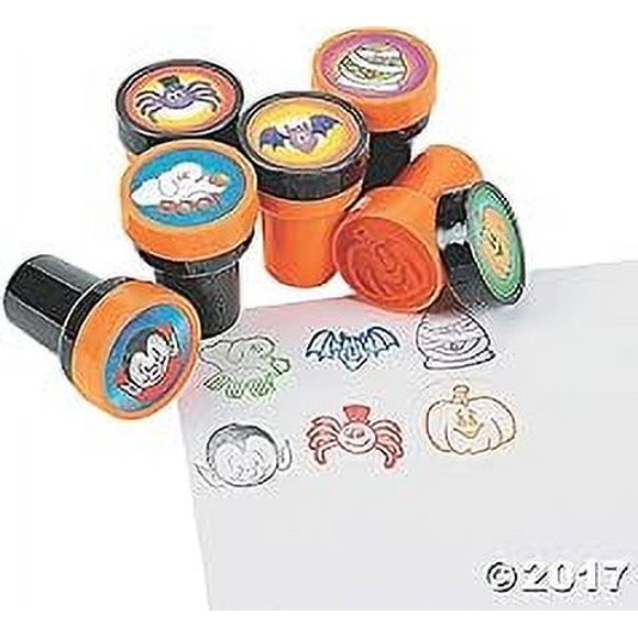 Fun Express Tampons à Encre Halloween Lot de 2 (48 Unités) Idéal pour Prix de Fête à Thème, Cadeaux et Friandises