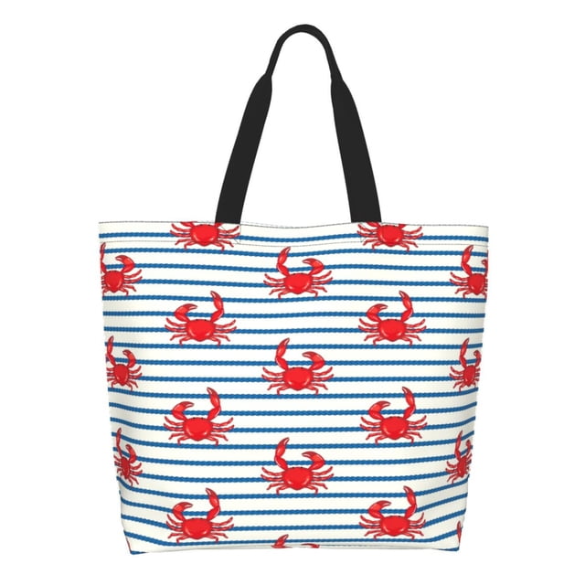 Easygdp Cute Red Crabs With Nautical Bolsas Tote para Mujer, Bolsos de Hombro para Viaje, Bolsos de Mano de Gran Capacidad para Compras y Trabajo