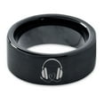 thumbnail image 2 of Tungsten Audiophile Audio Music Love Band Ring 9mm Men Women Comfort Fit Black Flat Cut Brushed Polished, 2 of 4