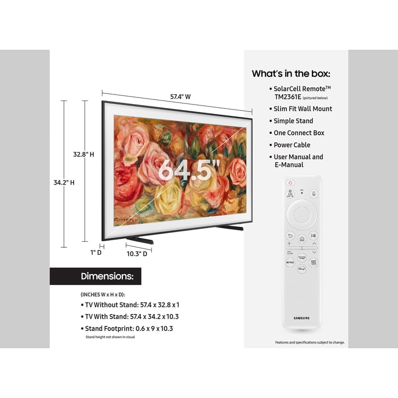 SAMSUNG 65" Class LS03D The Frame QLED HDR QN65LS03DAFXZA 2024 gallery view