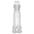 thumbnail image 4 of Haitryli Girls Sequins Full Body Tank Unitards Zipper Back Bodysuit Gymnastics Leotard Hippie Disco Jazz Dance Jumpsuit Silver 14, 4 of 7