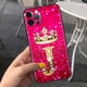 thumbnail image 1 of Funda de teléfono con letras de diamantes rosas para Apple iPhone 11, 7, 12, 13 Pro, XR, X, XS Max, 6, 6S, 8, 14 Plus, Funda suave a prueba de golpes, 14mini Fivean unisex, 1 of 2
