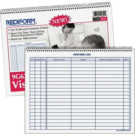 Rediform Drivers Log - Rediform, RED9G620, Visitor's Log Book, 1 Each, White
