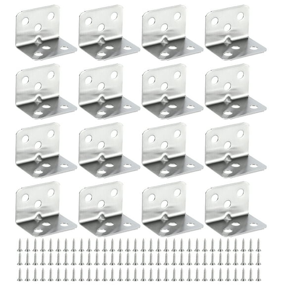 16Pack L Shape Corner Brace, 1.06"x1.06"x1.42" 90 Degree Right Angle Bracket with Screws (Silver)