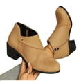 thumbnail image 6 of hzomhy Womens Short Boots Round Toe Pull On Side Zipper Low Heel for Casual Daily and Fall Winter Wear, 6 of 9