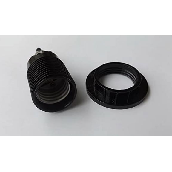 Threaded Phenolic Bottom Turn Knob Light Socket Lamp Socket with Shade Ring New USA,Black
