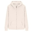 thumbnail image 5 of Sakmal Beige Jackets for Women Zip Up Fleece Workout Jacket Cropped Solid Casual Coats for Women, 5 of 5