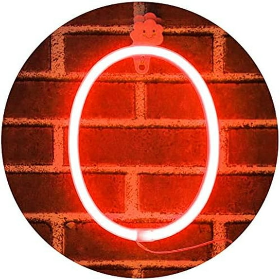 LED Neon Number Lights, Neon Night Light Wall Decorative Night Light for Kids Bedroom Battery USB Operated Red