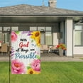 thumbnail image 3 of AMHNF Linen Garden Flag With God All Things Are Possible with Colorful Flowers for Spring Summer Home Outdoor Garden Yard Door Decor 12x18 inch, 3 of 5