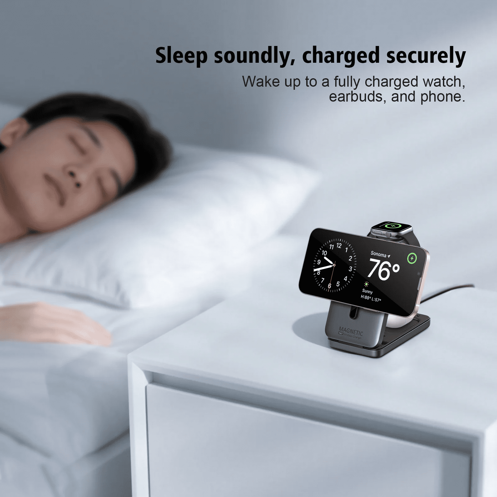 Upgraded 3-in-1 Wireless Charger for iPhone,Travel Magnetic Charger Foldable Compatible with Magsafe&iPhone 16/15/14/13/12,Apple Watch&AirPods