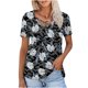 thumbnail image 1 of Camiseta de manga corta suelta con cuello en V y estampado calado informal a la moda para mujer Pompotops hkajfhjk467934, 1 of 5
