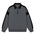thumbnail image 3 of RongHuan Men's Big and Tall Sweatshirt Casual Quarter Zip Lapel Sweatshirts Color Block Long Sleeve Pullover Classic Fit Golf Shirts, 3 of 5