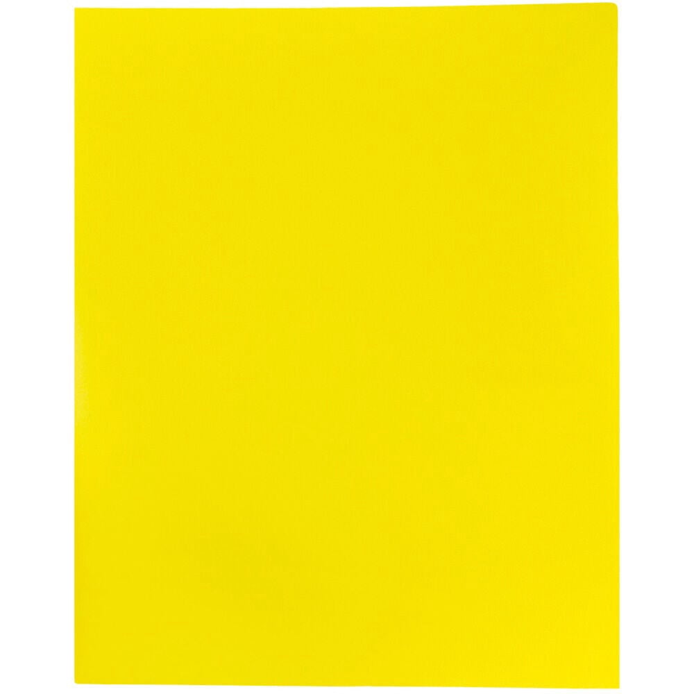 JAM Paper Plastic 2 Pocket POP Folders, School Folders, Yellow, Bulk 144/Box