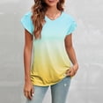 thumbnail image 2 of Clearance under 10.00 LYXSSBYX Womens Shirts Short Sleeve V Neck Clearance Women's Summer Casual Pullover V-Neck Loose Type Short Sleeve Ladies Petal Sleeve, 2 of 5