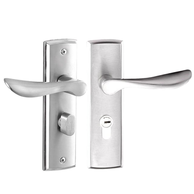 veasfak Poignée de Cylindre Simple Robuste, Levier de Porte d'Entrée Solide pour Portes Extérieures, Installation Facile, Brossé