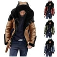 thumbnail image 5 of Men Casual Sportswear Coat Men'S Wool Blend Coat Retro Street Plus Velvet Thick Hooded Collar Zipper Straight Leather Jacket Windbreaker For Outdoor, 5 of 9