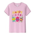 thumbnail image 5 of Uooqdmx Graphic Tees Women, Easter Outfits for Women, Shirts for Women Trendy, Happy Easter Letter Easter Egg Print T Shirt, Oversized Shirts for Women, Pink 2 3XL, 5 of 5