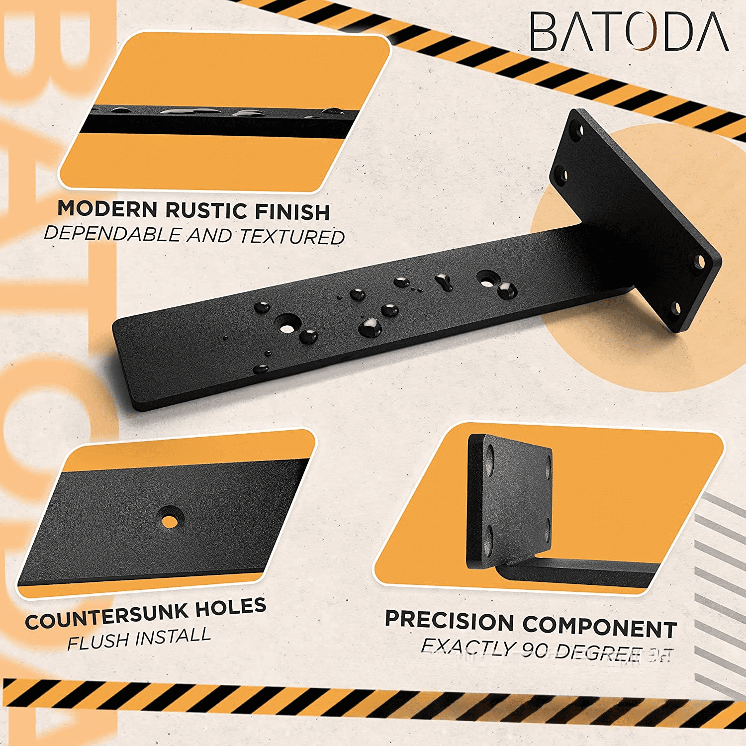 Senya Heavy Duty Floating Shelf Bracket (8 inch-4 Pack) with (3.5mm or 5mm-Thick) Metal Black, Holds 160+lb, Powder Coated, Complete Mounting Hardware, Easy Install, Clear Instructions