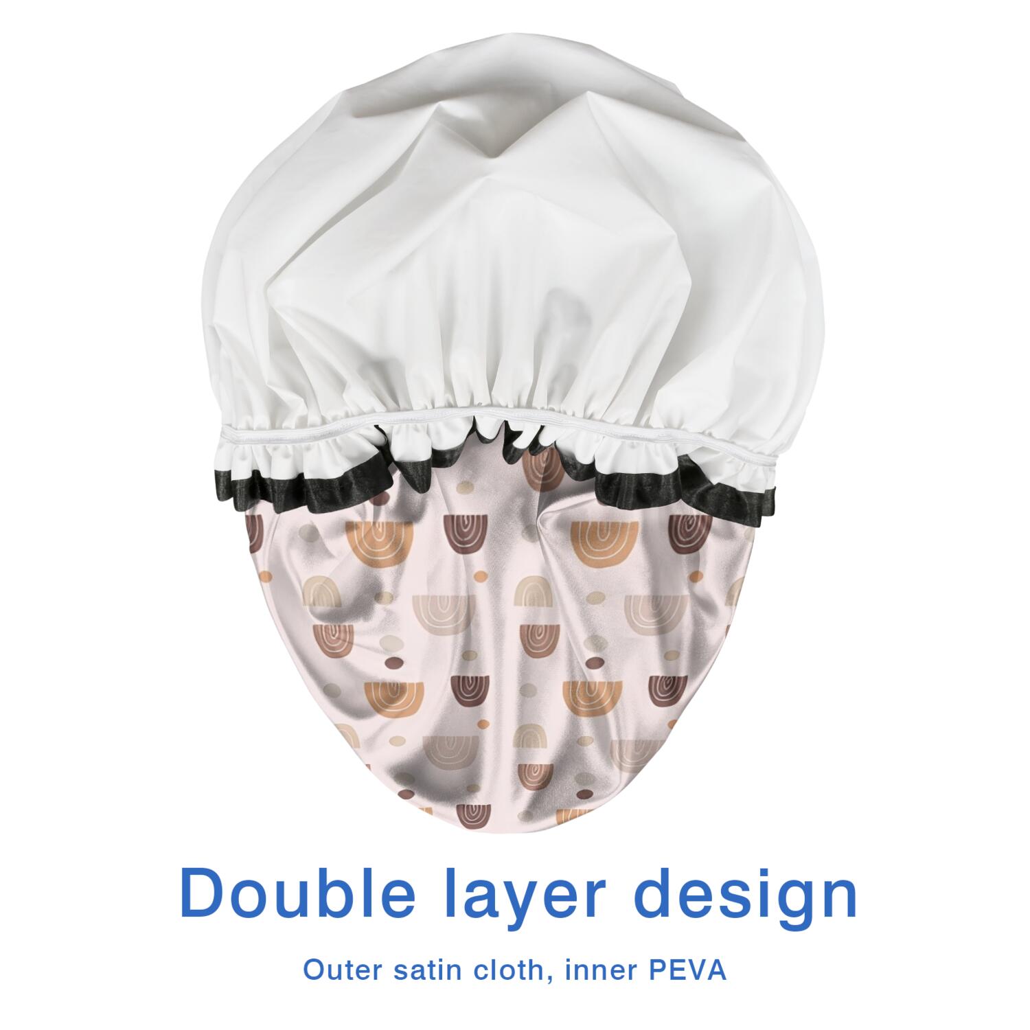 Shower Caps,Pink Boho Bohemia Rainbow Shapes Dots Pattern Waterproof Shower Cap for Women 4 Pieces,Double Reusable Hair Cover for Shower PEVA Elastic Stretch Hem