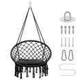 thumbnail image 4 of Macrame Hanging Swing Chairs，Hanging Cotton Rope Hammock Swing Chair for Indoor/Outdoor Home Patio Deck Yard Garden Reading Leisure, 4 of 7