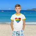 thumbnail image 5 of Boys Girls Heart Graphic T-shirts Cotton Tshirts Teenage Comfy Summer Casual Sports Loose School Tunic Tops 3-14 Years Yellow 11-12 Years, 5 of 6