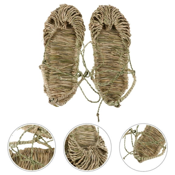 MERRYHAPY Comfortable Light Brown Handwoven Straw Slippers for Indoor and Outdoor Casual Wear