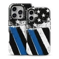 thumbnail image 2 of DesignSkinz Scratch-Resistant Hard Slim Case Compatible with iPhone 13 Pro Max (Compatible with MagSafe) - Grunge Patriotic American Flag with Thin Blue Line, 2 of 9