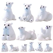 abbageba 12 Mini Polar Bear Figurines Resin Animals Cake Toppers DIY Ornament