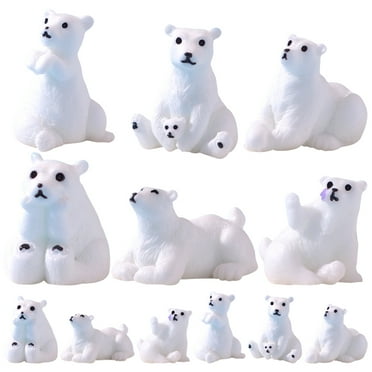 abbageba 12 Mini Polar Bear Figurines Resin Animals Cake Toppers DIY Ornament