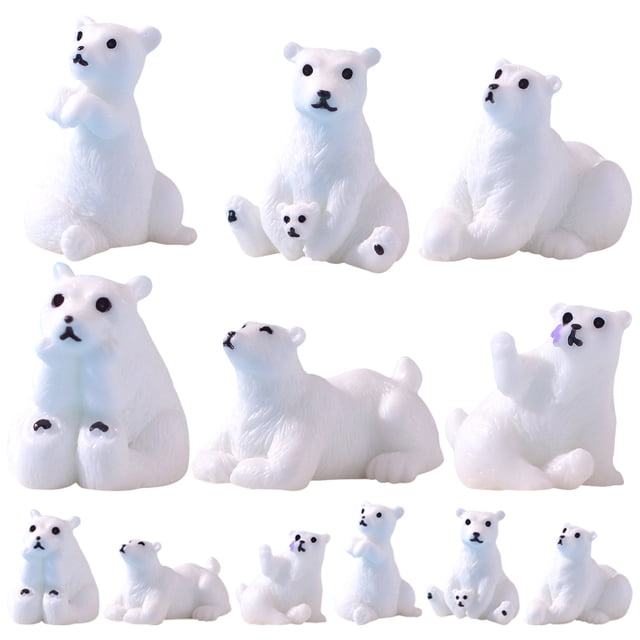 12 minifiguras de osos, minifiguras de animales, adornos de osos en miniatura, manualidades, decoraciones