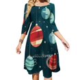 thumbnail image 1 of Joy To The Universe (versión verde azulado) Vestido elegante y dulce para mujer Vestido coreano kawaii con cuello cuadrado Vacaciones navideñas Temporadas navideñas, 1 of 6