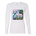 thumbnail image 2 of Unicorn Fanstasy Island Castle Animal Lover Female Graphic Long Sleeve T-Shirt, White, Small, 2 of 3