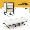 thumbnail image 3 of Gymax Portable Foldable Guest Bed w/ Solid Wood Slats & Metal Frame Rollaway Bed for Adults w/ Wheel, 3 of 10