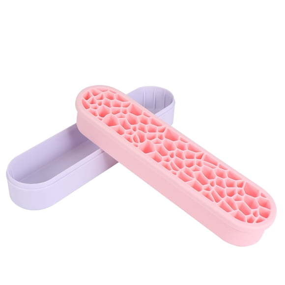 CRILSTYLEO Organizador Para Brochas De Maquillaje En Silicona Rosa Resistente Y Portátil Para Hogar Viaje Y Camping