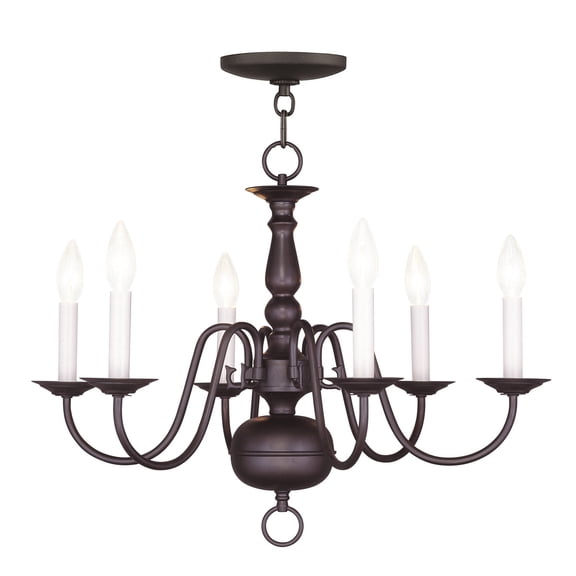 6 Light Bronze Chandelier with Steel base material