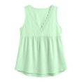 thumbnail image 6 of Vest Tops for Women Gsakboxl Women's Cotton‑Linen Lace‑Trim V‑Neck Sleeveless Tank Top Casual Loose‑Fit Peplum Summer Comfortable Blouse Light green XL, 6 of 6